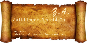 Zeitlinger Arszlán névjegykártya